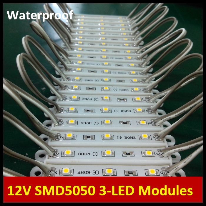 1000PCS Waterproof IP65 12V DC 3 LEDs 5050 LED Backlight LED Modules Lamp for Advertising Sign