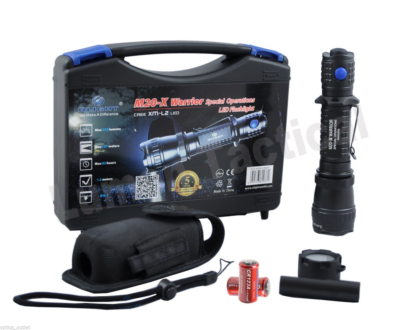 Olight M20S X Warrior Tactical Flashlight Cree XM L LED Max 500 Lumens With Strobe Torch By