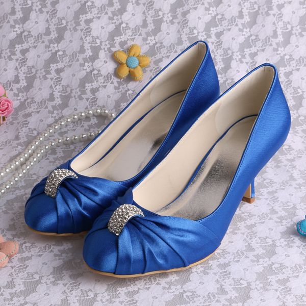 blue round toe heels