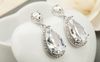 Elegant Teardrop Shape Swiss Cubic Zirconia Diamond Bridal Earrings
