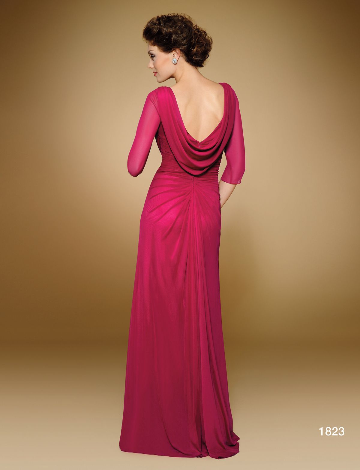 A Line Half Sleeves Scoop Beading Chiffon Ruffles Full Length Womens