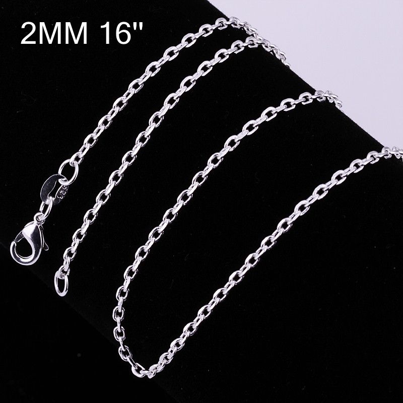 Mixed size orders 925 silver plated Figaro chain necklace 2MM Fashion Jewelry 
