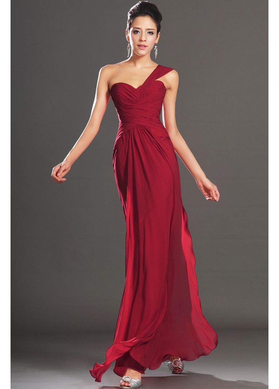 one shoulder a line gown