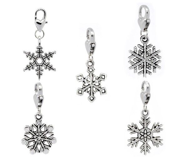 Free Shipping! 30 Christmas Snowflake Clip On Charm Fit Chain Bracelet (B11041) jewelry making gift findings DIY wholesale-image-181032555