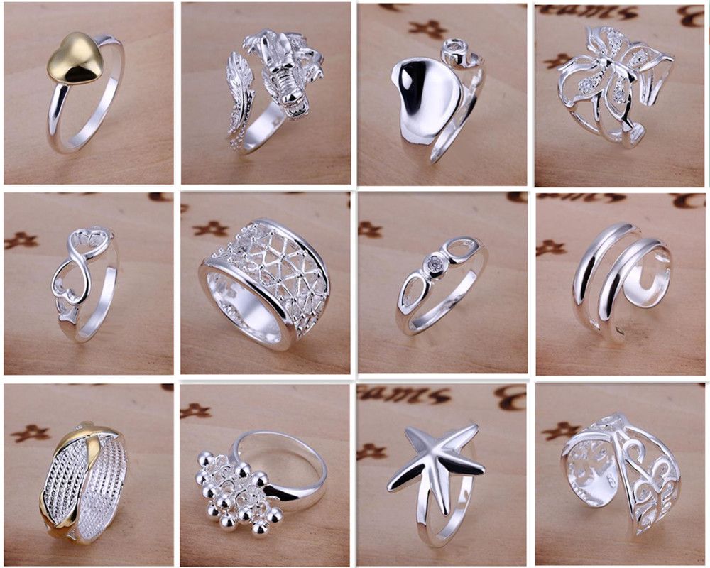 Neu kommen 925 silberne Schmucksachen bezaubernde Frauenmädchenfinger-Ringe multi Art-Ring-Mischungsgrößenmischungsauftrag heißer Verkauf an