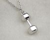 Free shipping fashion 10pcs a lot rhodium plated beauty sport dumbbell chain necklace