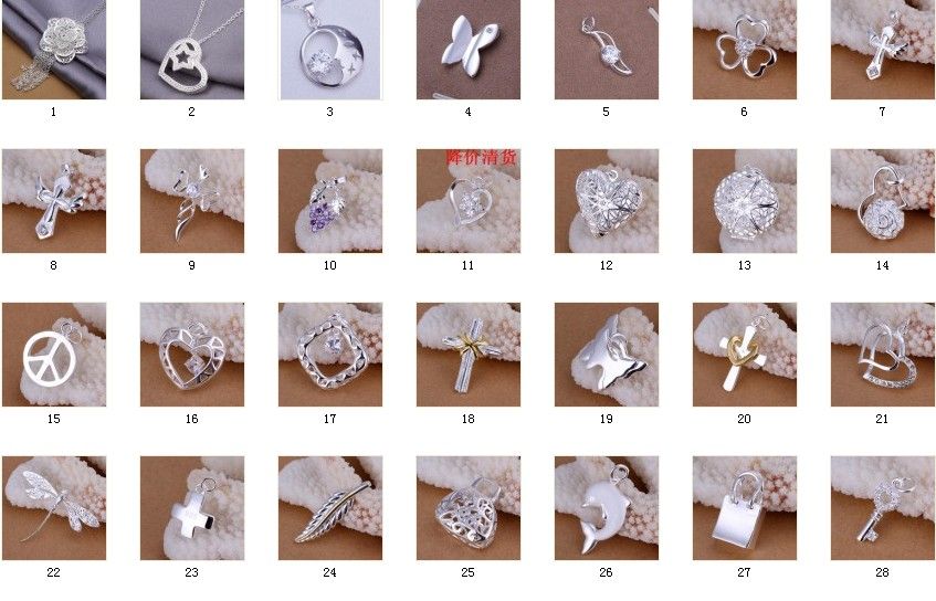 Ms. Beautiful Charm mix 40 styles 925 sterling silver pendants fit DIY necklace bracelet 30pcs/lot