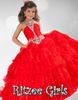 New Fashion Red Halter Beads Ritzee Girls PAGEANT Party Prom Wedding Gown Evening Homecoming Dresses