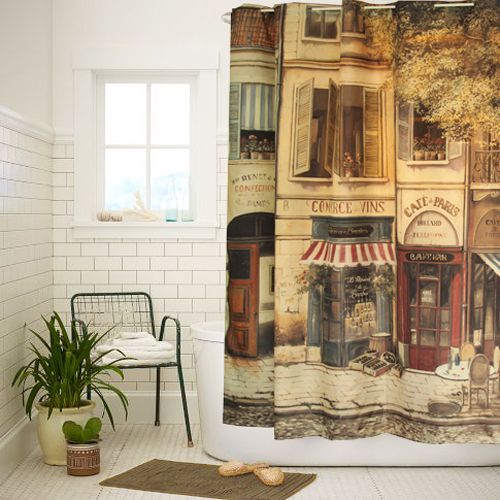 2019 High Quality Polyester Cloth Print Vintage Bathroom Shower