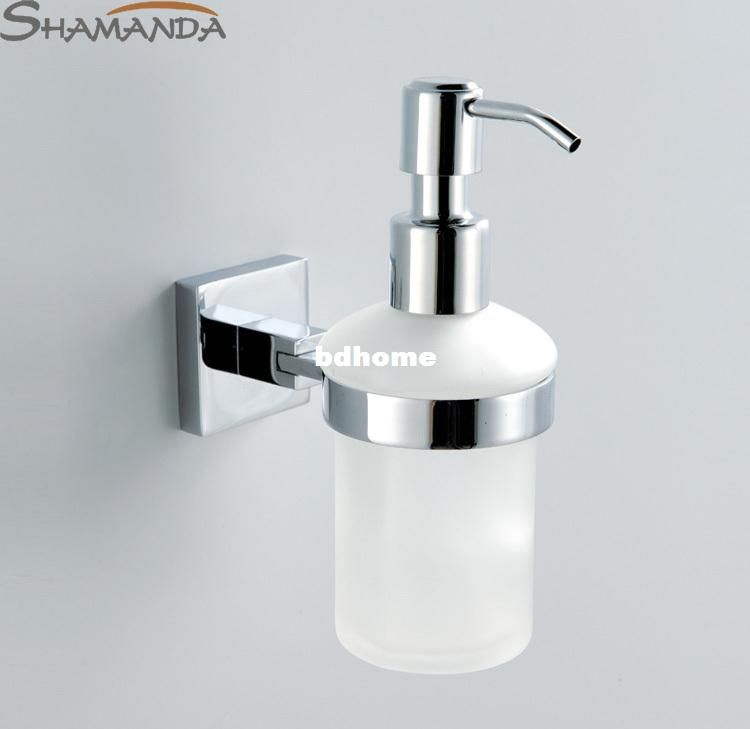 الشحن مجانا موزع الصابون موزع محلول ، قاعدة النحاس مع الكروم + حاوية زجاج بلوري ، Bathroom Accessories-99013