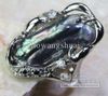 Real Natural Black Pearl Silver Crystal Ring SZ:6.7.8.9&gift