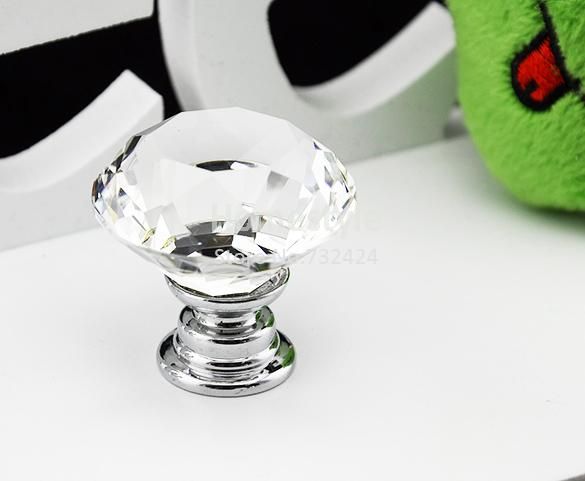 30mm Clear Crystal Glass Kitchen Cabinet Knobs And Handles Dresser Cupboard Door Knob Pulls Hardware TK0636