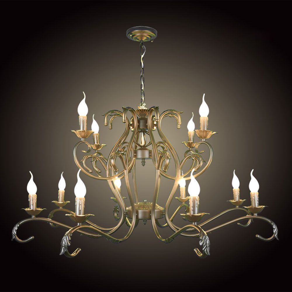 Luxury Rustic Wrought Iron Chandelier E14 Candle Black Vintage Luxury Rustic Wrought Iron Chandelier E14 Candle Black Vintage Antique Home Chandeliers For Livingroom Pendant Shabby Chic From