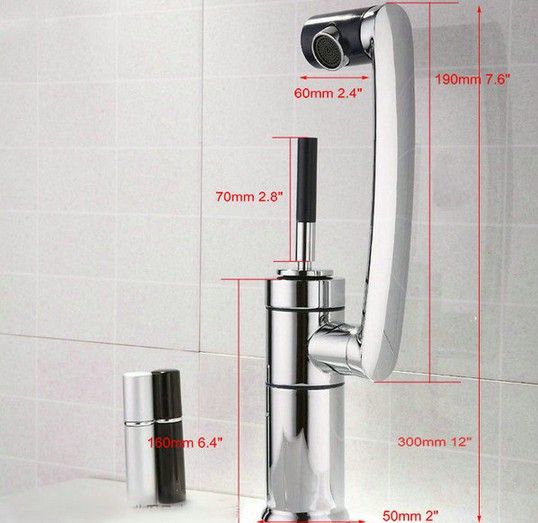 Sanitär Wareskitchen Badrumshandtag Basin Mixer Tap Chrome Swivel med lång arm Rotate mässing kran CK003