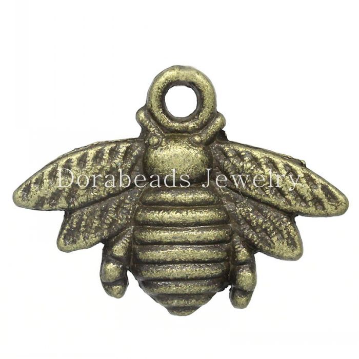 Charms Charm Pendants Bee Antique Bronze 21x16mm,50PCs (B27512) Jewelry Making DIY Free For Bracelet Necklace-image-180876880