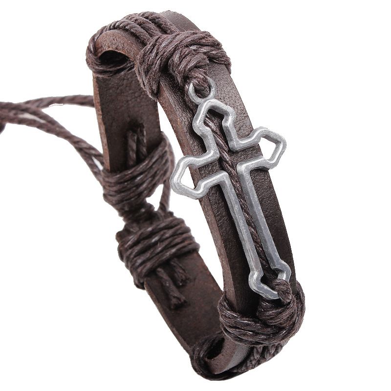 

Free Shipping Fashion Bracelets Leather Bracelets Wrap Women Bracelets Alloy Cross Diameter 6CM, adjustable size