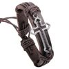 Kostenloser Versand Mode Armbänder Leder Armbänder Wrap Frauen Armbänder Legierung Kreuz Durchmesser 6 CM, einstellbare größe