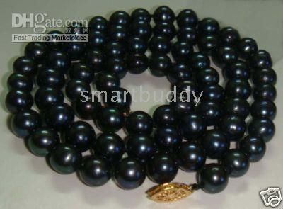

GENUINE TAHITIAN 8-9MM BLACK PEARL NECKLACE 28INCHES