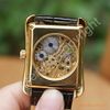 Relogio Masculino Relojes schwarzes Leder Gold Skelett Hand Wind Mechanical Uhr Unisex Frauen Kleider Uhren Brandgewinner 7419385