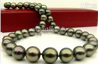 Wholesale TAHITIAN quot MM BLACK PEACOCK GREEN PEARL NECKLACE K
