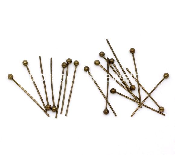 Livraison gratuite! Résultats de 20mmx0.5mm de broches de boule de la tonalité 1000 de bronze (B10338)