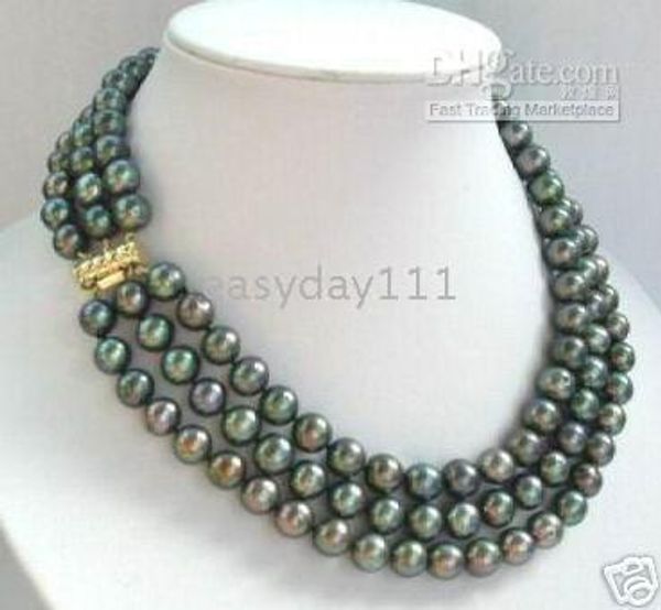 

TAHITIAN NATURAL ЧЕРНЫЙ ЗЕЛЕНЫЙ ЖЕМЧУГ 18 19 20-ДЮЙМОВОЕ ВЕЛИКОБРИТАНИЯ 8-9MM 14K