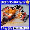 Tank+7gifts F3 95-96 53# For HONDA ! CBR600F3 1995 1996 NEW BLUE BLACK CBR 600 F3 CBR600 F3 CBR 600F3 70MY1885 95 96 Free Custom Fairings