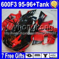 7gifts Free Custom Red black Fairing For HONDA ! CBR 600 F3 95-96 1995 1996 CBR600F3 70MY1791 CBR 600F3 95 96 Red CBR600 F3 FS Bodywork