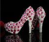 Vacker mode skräddarsydd rosa bröllopsskor för kvinna rhinestone brudklänning skor dam högklack parti prom skor