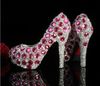 Beautiful Fashion Custom Made Pink Wedding Shoes for woman Rhinestone Bridal Dress Shoes Lady High Heel Party Prom Shoes