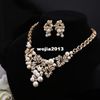 New Gold,Imitation Rhodium Plated Flower Design Stud Earrings and Pendant Necklace 2016 Pearl Jewelry Set Necklace and Earrings N519