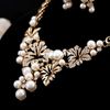 New Gold,Imitation Rhodium Plated Flower Design Stud Earrings and Pendant Necklace 2016 Pearl Jewelry Set Necklace and Earrings N519