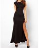 Fashion Women Sexy Long Dress Side Split Back Lace See-through Slim Bodycon Fishtail Evening Party Maxi Night Out Club Dresses Street Style