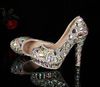 El más nuevo cristal con cuentas de diamantes de imitación brillante de tacón alto para mujer, zapato de noche nupcial para mujer, fiesta de graduación, club, Bar, boda, zapatos de dama de honor