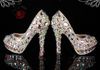 最新のクリスタルビーズのラインストーン光沢のあるハイヒールの女性の女性の女性のブライダルイブニングシューズウエディングパーティークラブバーの結婚式の花嫁介添人の靴
