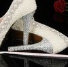 Newest Crystal Pearls Bridal Prom Heels Ball Party Pageant Wedding Shoes Gorgeous High Heel Shoes for Woman Free Shipping