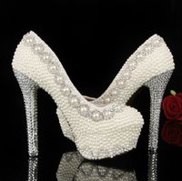 El más nuevo Crystal Pearls Bridal Prom Heels Ball Party Pageant Zapatos de boda Gorgeous High Heel Shoes for Woman Envío gratis
