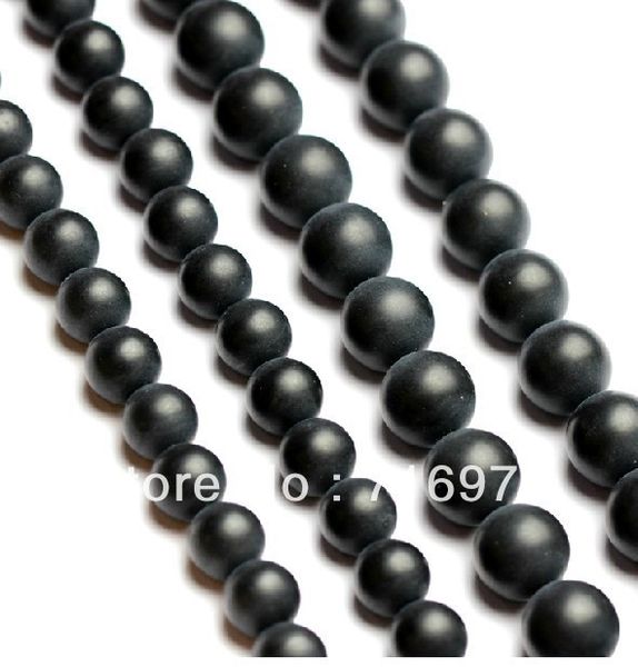 

15.5 " гладкий круглый черный матовый польский матовый оникс агат камень бусины 4 6 8 10 12 14 мм выбрать сиз бесплатная доставка, Silver