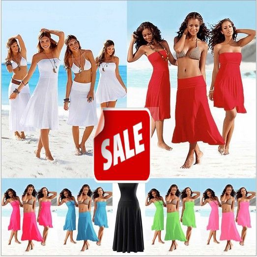 Elegent Sexy Women Swimwear Beach Dress Summer Cover Up Wipe Bosom Strapless Dresses Beachwear Skirt Sarong Bikini one-piece playsuits