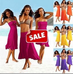 Sexy Women Swimwear Beach Dress Summer Cover Up Wipe Bosom Strapless Dresses Beachwear Skirt Bikini one-piece playsuits swimsuit Pyjamas low