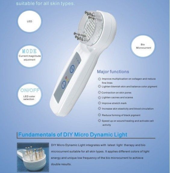 DIY Mini Microcorrente Led azul vermelho amarelo luz Bio Máquina de rejuvenescimento da pele Uso doméstico Terapia dispositivo de tratamento facial