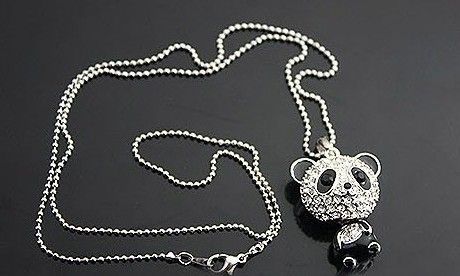 5% off Hot Sales Shiny EXCLUSIVE PANDA necklace!!shiny rhinestone super charming panda necklace chain Cute pendant