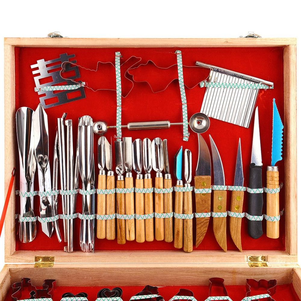 2019 Vegetable Fruit Carving Tools Food Kitchen New With Wood Box Case