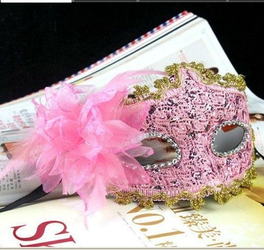 Hot sale Venice party masks exquisite lace diamond leather lady Masks Masquerade princess mask with flower