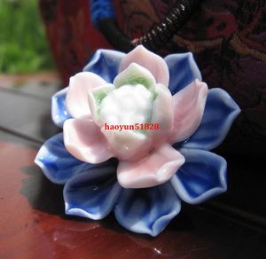 2014 Mode neue handgemachte Keramik Anhänger Halsketten Crystal Lotus Designer Regenbogen Blume Halskette
