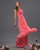 Free shipping New arrival Coral chiffon Floor Length A-line One Shoulder Pleat Cheap Bridesmaid Dresses Formal Dress