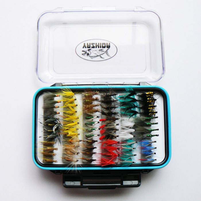 12dozen Dry And Wet Fly Lures With Fly Box Trout Lures Fly Fishing Bait