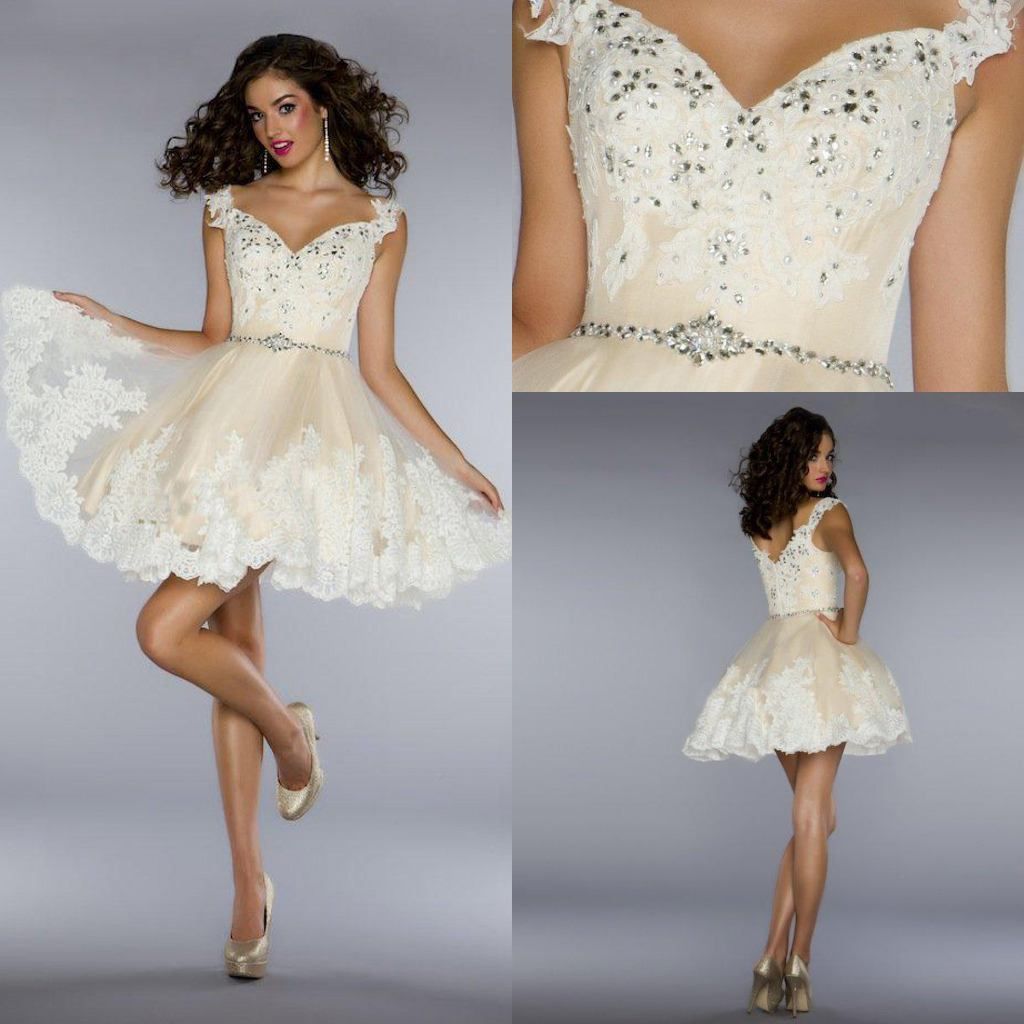 Spring Appliques Beaded Short Prom Dresses Under 100 Sexy V Neck