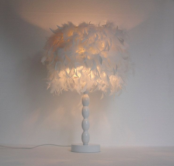 White Fur Lamp Shade Design Ideas