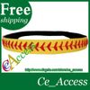 Żółty z czerwonymi szwanymi szwami Real Leather Softball Sports 3/4 "